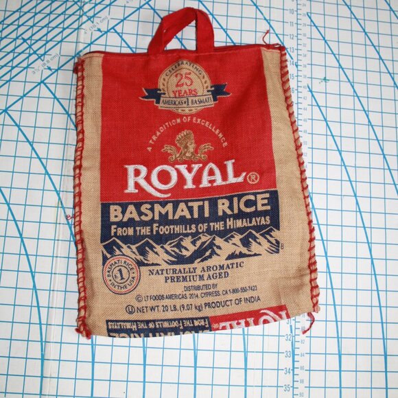 Royal Basmati Rice Burlap Sack, Zipper Top, Handles, Grocery Bag, Ecofriendly - Picture 3 of 5